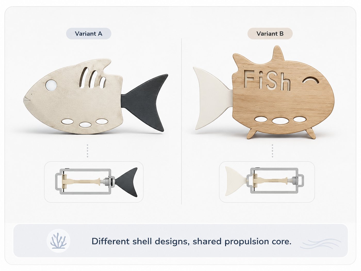 Two Mechanical Fish shell variants
